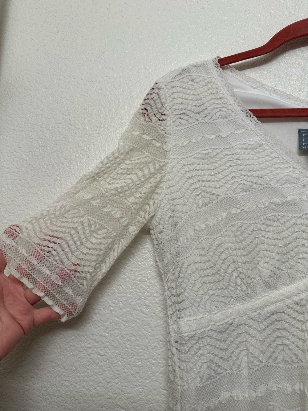 Rabbit Rabbit Rabbit Cream Lace Midi Dress with V-Neck - Picture 4 of 8